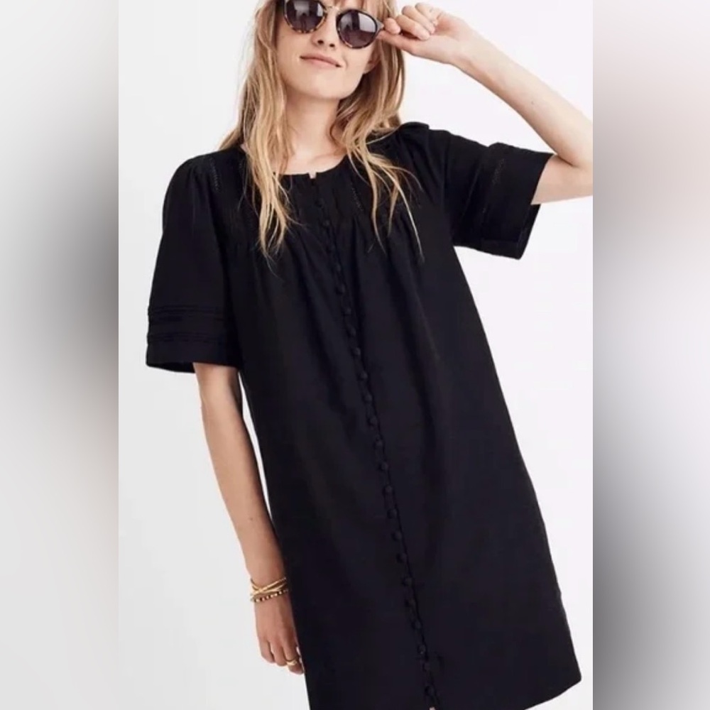254 Madewell Black Pintuck Button-Front Top Size XS